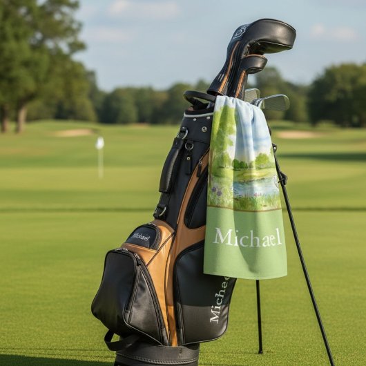 Monogramm-Golfplatz mit Reiher Golfhandtuch