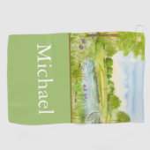 Monogramm-Golfplatz mit Reiher Golfhandtuch (Horizontal)