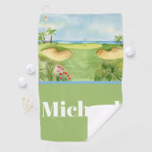 Monogramm Golfplatz Tropical Golfhandtuch (Insitu)