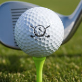 Monogramm Golfschläger Klassisch Schwarz Weiß  Golfball