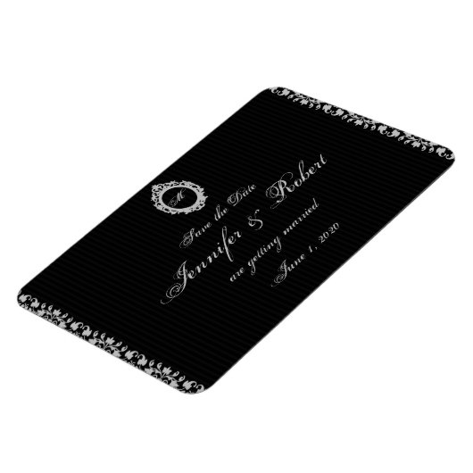 Monogramm Gothic-Rahmen Save the Date Magnet (Linke Seite)