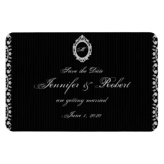 Monogramm Gothic-Rahmen Save the Date Magnet (Horizontal)