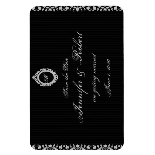 Monogramm Gothic-Rahmen Save the Date Magnet (Vertikal)