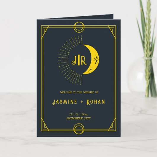 monogramm gothisch faltbare Hochzeitskarte Programm (Vorderseite)