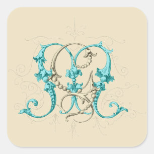 Monogramm GR. MG Quadratischer Aufkleber