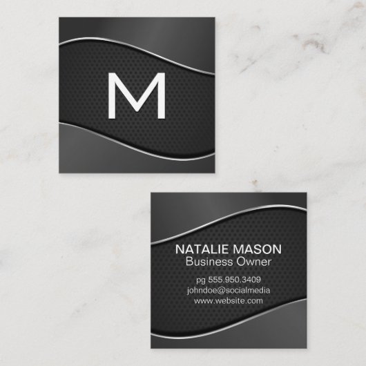 Monogramm | Gradient Background Mesh Quadratische Visitenkarte (Vorne/Hinten)