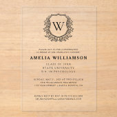 Monogramm-Graduierungspartei für Schwarz-weißes Wa Acryleinladungen (Vorderseite)