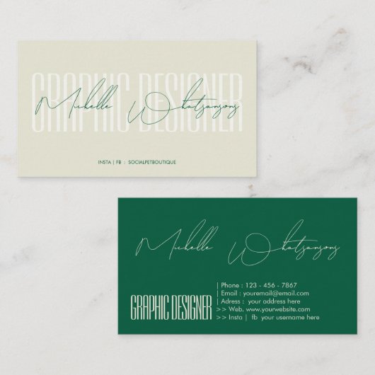 Monogramm GRAPHIKDESIGNER moderne Schrift Visitenkarte (Vorne/Hinten)