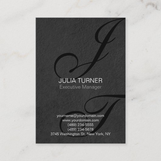 Monogramm Grau-Einzigartig Visitenkarte (Vorderseite)