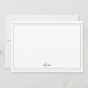 Monogramm Grau. Goldstreifen Dankeskarte