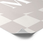 Monogramm Grau Karomuster Individueller Anfangsbuc Poster (Ecke)