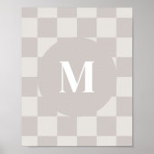 Monogramm Grau Karomuster Individueller Anfangsbuc Poster (Vorne)
