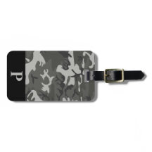 Monogramm Grau Militär Camo Tarnung Schwarzer Rahm