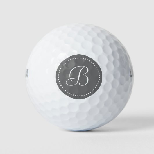 Monogramm grau mit Punkten Golfball (Vorderseite)