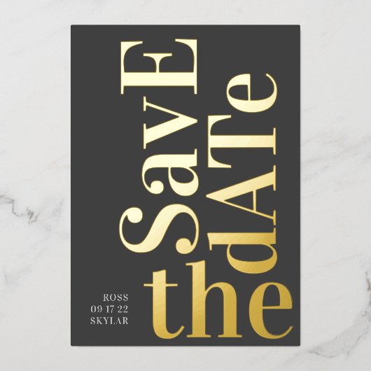 Monogramm Grau Modernes Gold Save the Date Folieneinladung (Vorderseite)