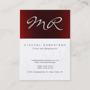 Monogramm Grau Rot Gestreift Weiße Visitenkarte