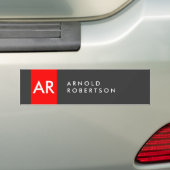 Monogramm Grau Rot Modernes Minimalistisch Autoaufkleber (Auf Auto)