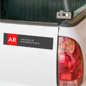 Monogramm Grau Rot Modernes Minimalistisch Autoaufkleber (Auf Lkw)
