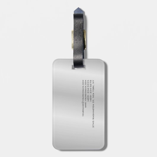 Monogramm Grau Rot Modernes Minimalistisch Gepäckanhänger (Rückseite vertikal)