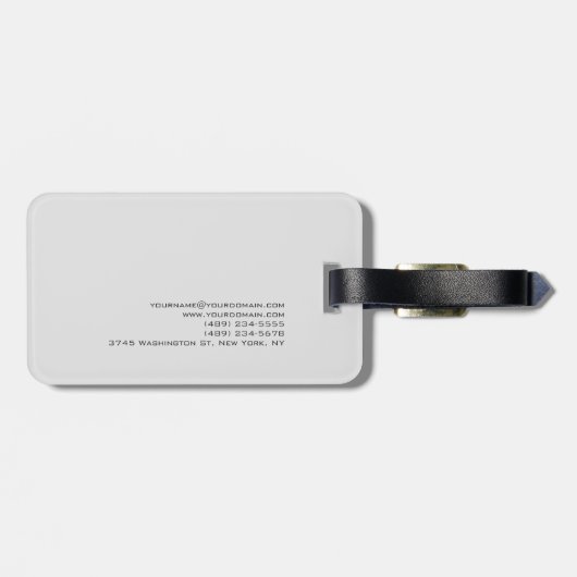 Monogramm Grau Rot Modernes Minimalistisch Gepäckanhänger (Rückseite horizontal)