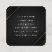Monogramm Grau Schwarz | Geometrisches Gold gestre Quadratische Visitenkarte (Rückseite)