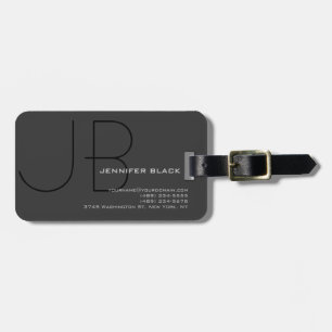 Monogramm Grau Schwarz Modernes Minimalistisch Gepäckanhänger