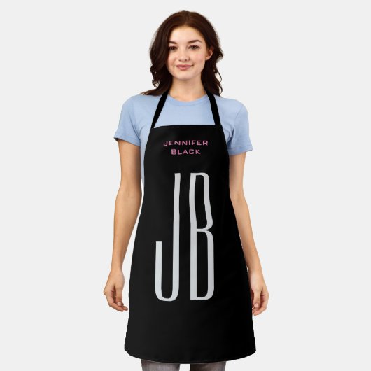 Monogramm Grau Schwarz Modernes Minimalistisch Schürze (Getragen)