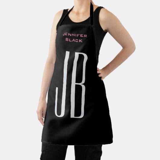 Monogramm Grau Schwarz Modernes Minimalistisch Schürze (InSitu)