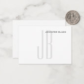 Monogramm Grau Schwarz-weiß Modernes Minimalistisc Mitteilungskarte (Vorderseite/Rückseite Beispiel)