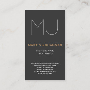 Monogramm Grau Sport Personal Trainer Visitenkarte