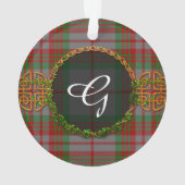 Monogramm Grau Tartan Ornament (Rückseite)