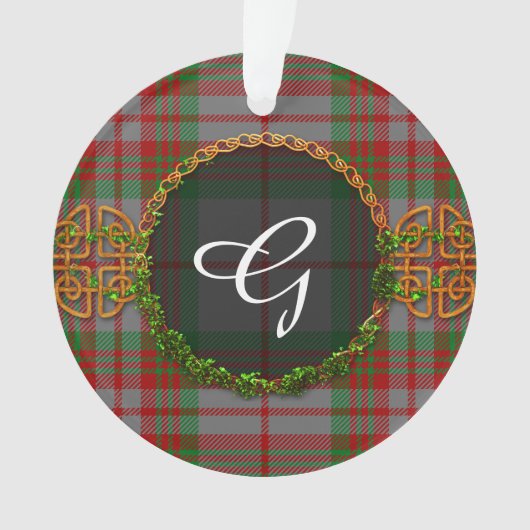 Monogramm Grau Tartan Ornament (Vorderseite)
