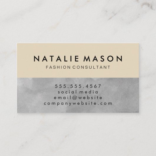 Monogramm Grau und Beige Visitenkarte (Rückseite)