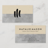 Monogramm Grau und Beige Visitenkarte (Vorne/Hinten)