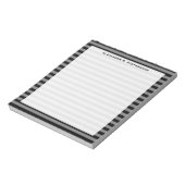 Monogramm Grau und Schwarz gestreift Notizblock (Rotiert)