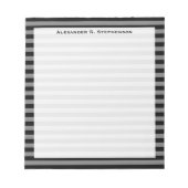 Monogramm, grau und schwarz Streifen Notizblock (Vorderseite)