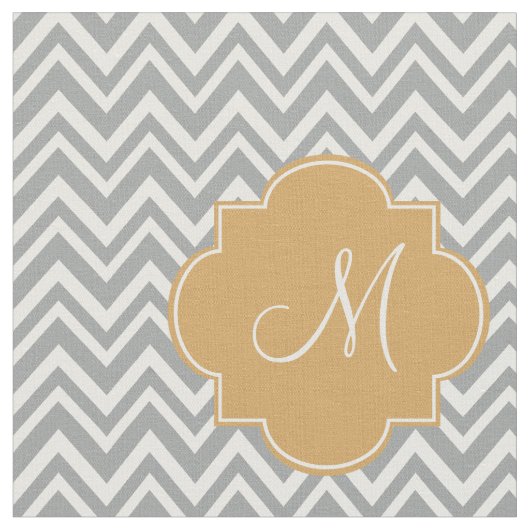 Monogramm, grau und weiß, Zickzack mit goldfarbene Stoff (Nahaufnahme)