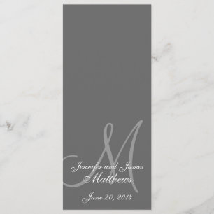 Monogramm Grau & Weiß des Programms Wedding Church Programm