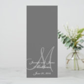 Monogramm Grau & Weiß des Programms Wedding Church Programm (Stehend Vorderseite)