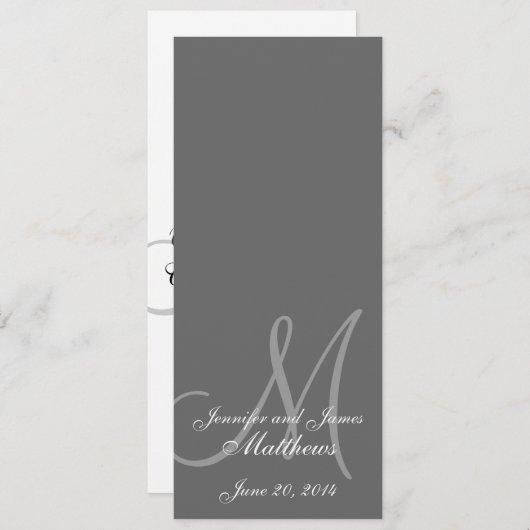 Monogramm Grau & Weiß des Programms Wedding Church Programm (Vorne/Hinten)