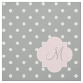 Monogramm, grau, weiß und pastellrosa Polka-Dot Stoff (Muster)