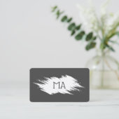 Monogramm | Grau Weiß Visitenkarte (Stehend Vorderseite)