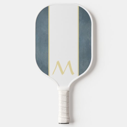 Monogramm Graublau-Weiß-Griff Pickleball Schläger (Vorderseite)