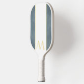 Monogramm Graublau-Weiß-Griff Pickleball Schläger (Links)