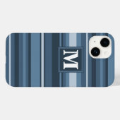 Monogramm graublaue Streifen Case-Mate iPhone Hülle (Rückseite (Horizontal))