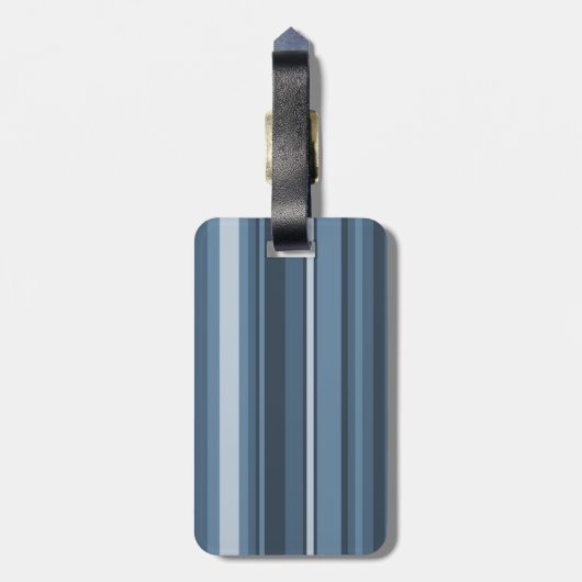 Monogramm graublaue Streifen Gepäckanhänger (Rückseite vertikal)