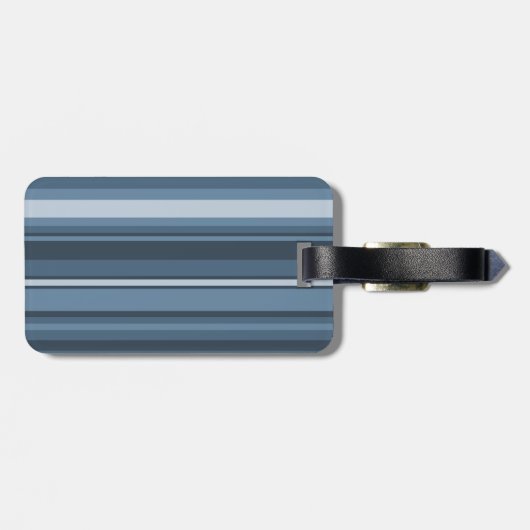 Monogramm graublaue Streifen Gepäckanhänger (Rückseite horizontal)
