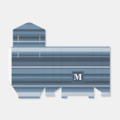 Monogramm graublaue Streifen Geschenkschachtel (Ungefaltet)