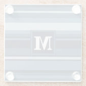 Monogramm graublaue Streifen Glasuntersetzer (Rückseite)