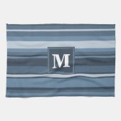 Monogramm graublaue Streifen Handtuch (Horizontal)